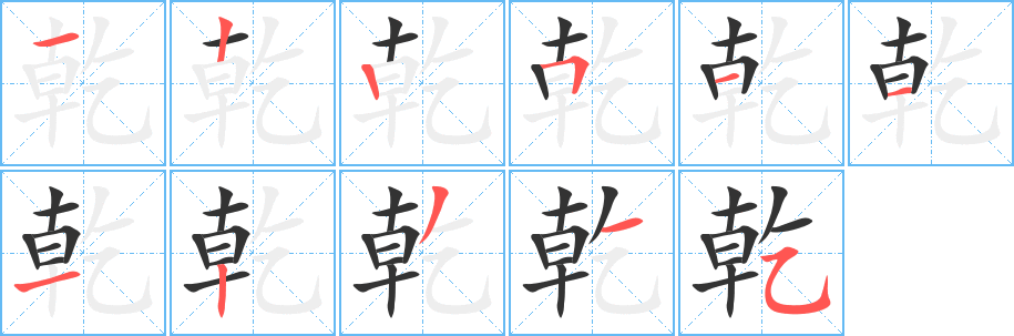 乾字筆畫(huà)寫(xiě)法
