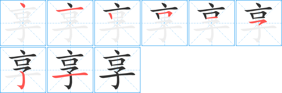 享字筆畫寫法