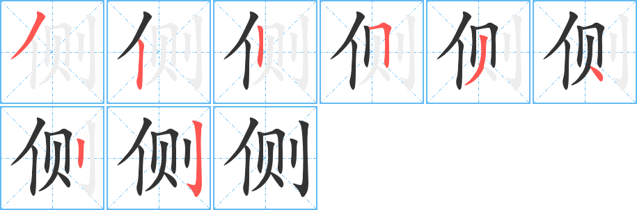 側(cè)字筆畫寫法