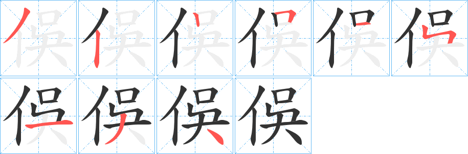 俁字筆畫寫法