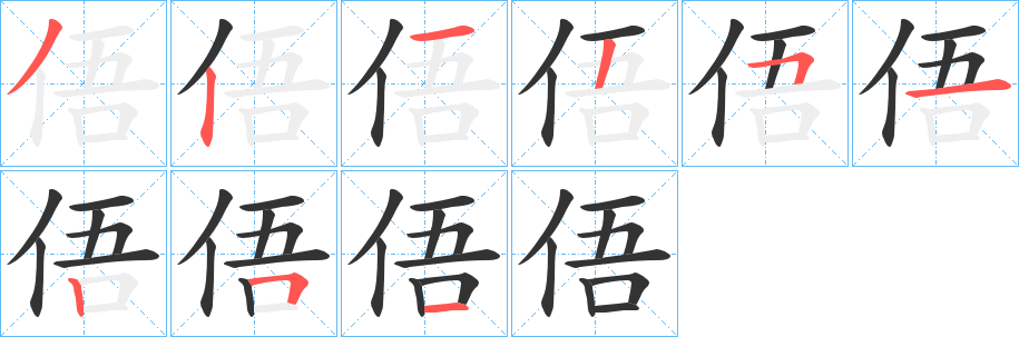 俉字筆畫寫法