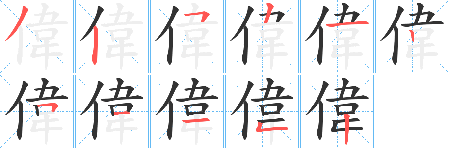 偉字筆畫寫法