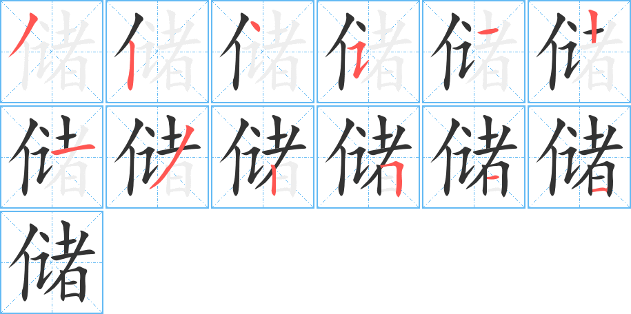 儲(chǔ)字筆畫(huà)寫(xiě)法