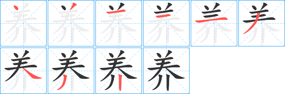 養(yǎng)字筆畫寫法