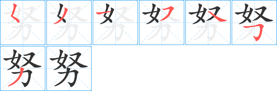 努字筆畫寫法