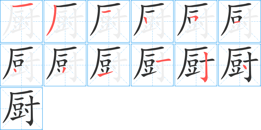廚字筆畫寫法