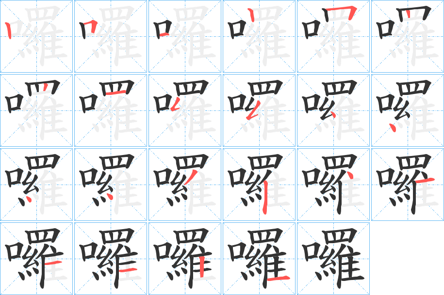 囉字筆畫(huà)寫(xiě)法