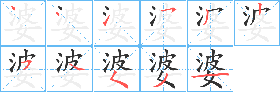 婆字筆畫寫法