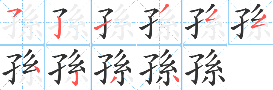 孫字筆畫寫法
