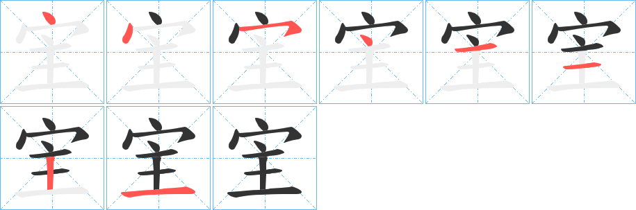 宔字筆畫寫法