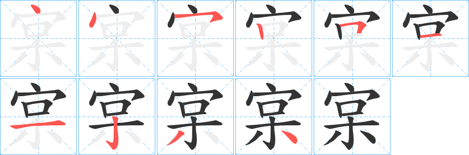 宲字筆畫寫法