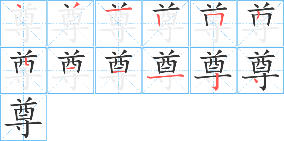 尊字筆畫(huà)寫(xiě)法