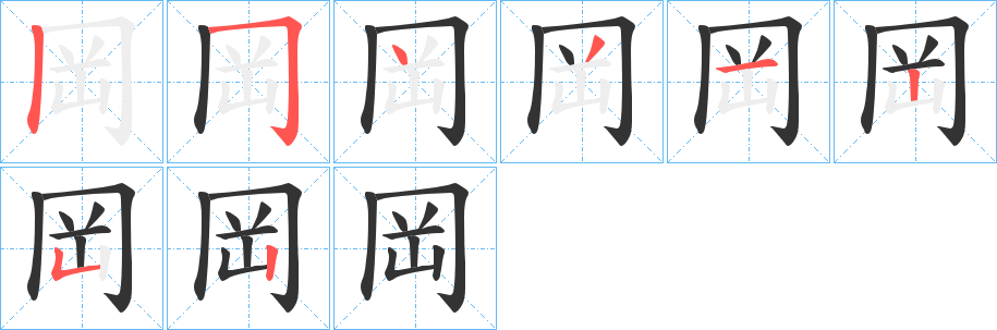岡字筆畫寫法