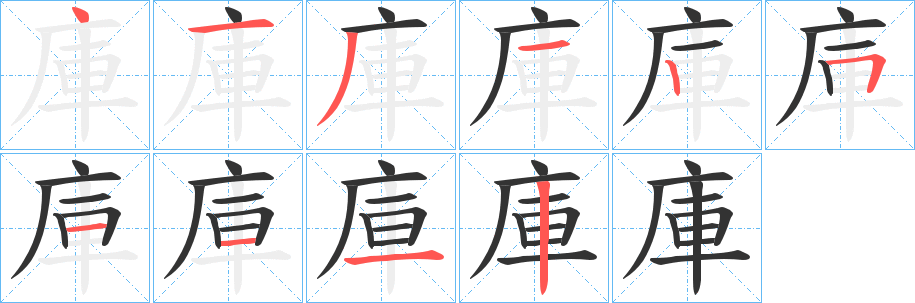 庫字筆畫寫法