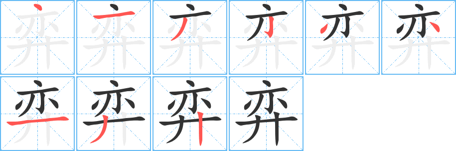 弈字筆畫寫法
