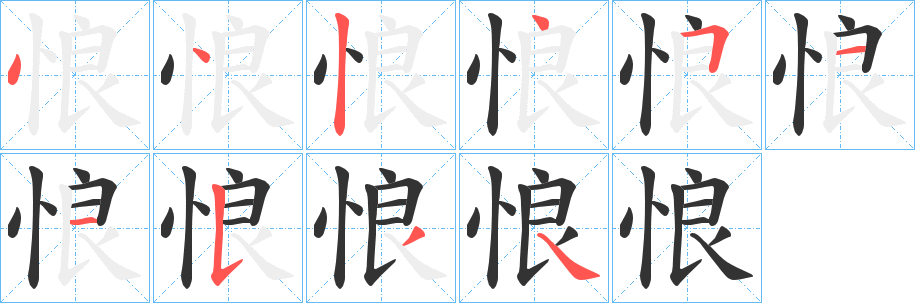悢字筆畫寫法