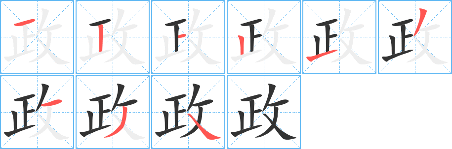 政字筆畫寫法
