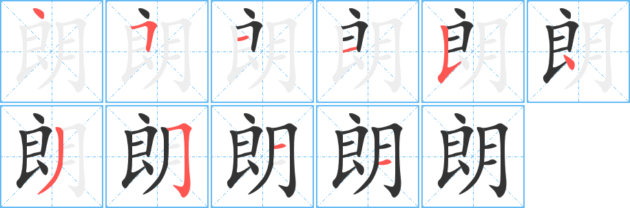 朗字筆畫寫法