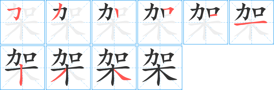 架字筆畫寫法