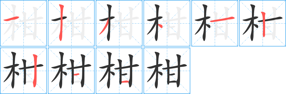 柑字筆畫寫法