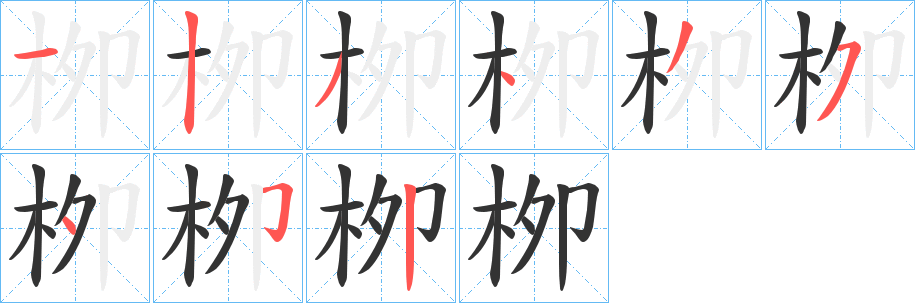 栁字筆畫(huà)寫(xiě)法