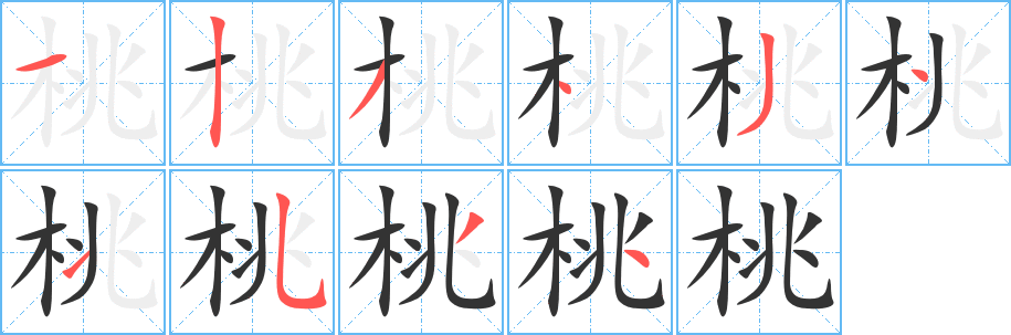 桃字筆畫(huà)寫(xiě)法