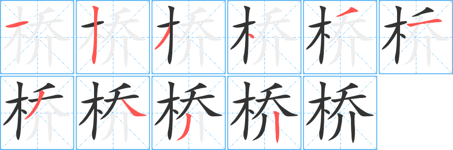 橋字筆畫寫法