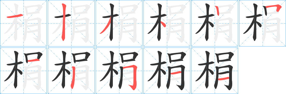 梋字筆畫寫法