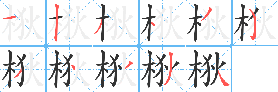 梑字筆畫寫法