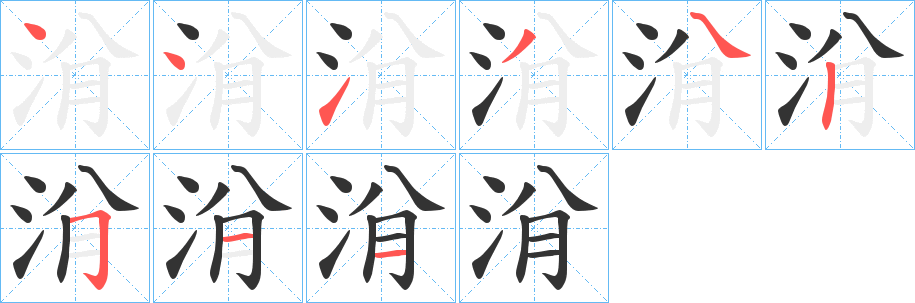 洕字筆畫寫法