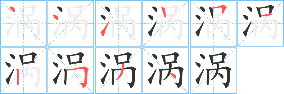 渦字筆畫寫法