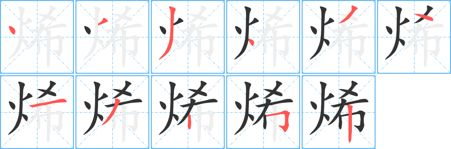 烯字筆畫寫法