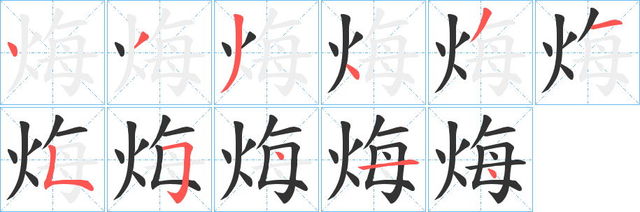 烸字筆畫寫法