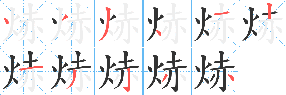 焃字筆畫寫法