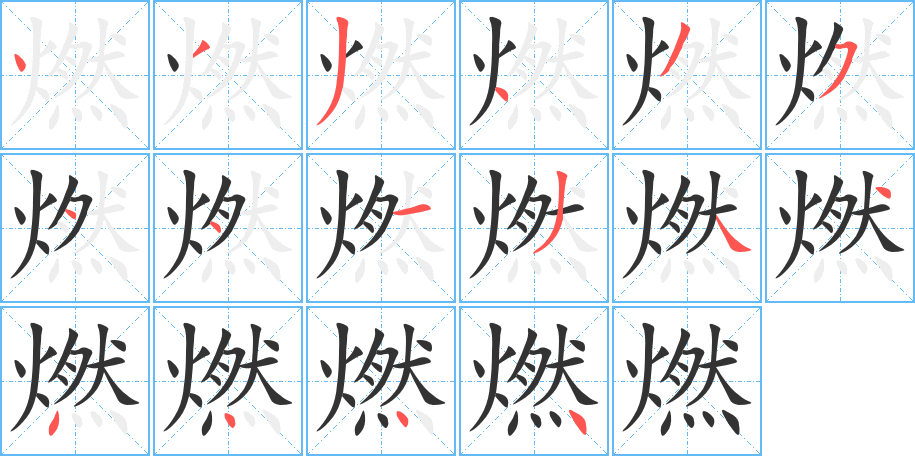 燃字筆畫寫法