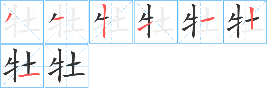 牡字筆畫(huà)寫(xiě)法