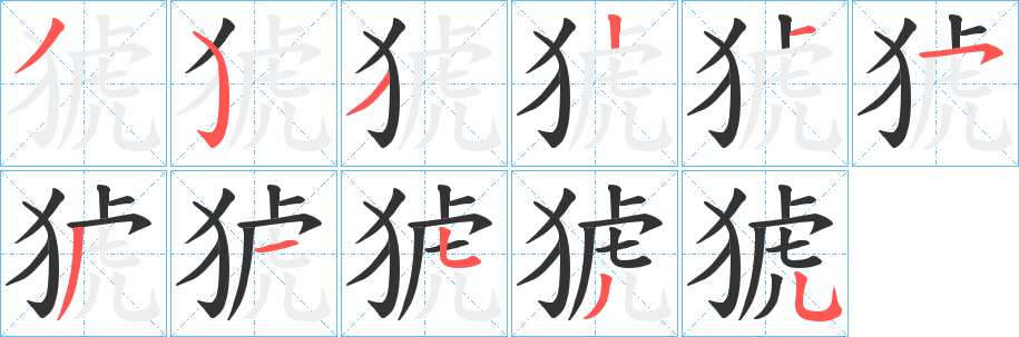 猇字筆畫寫法