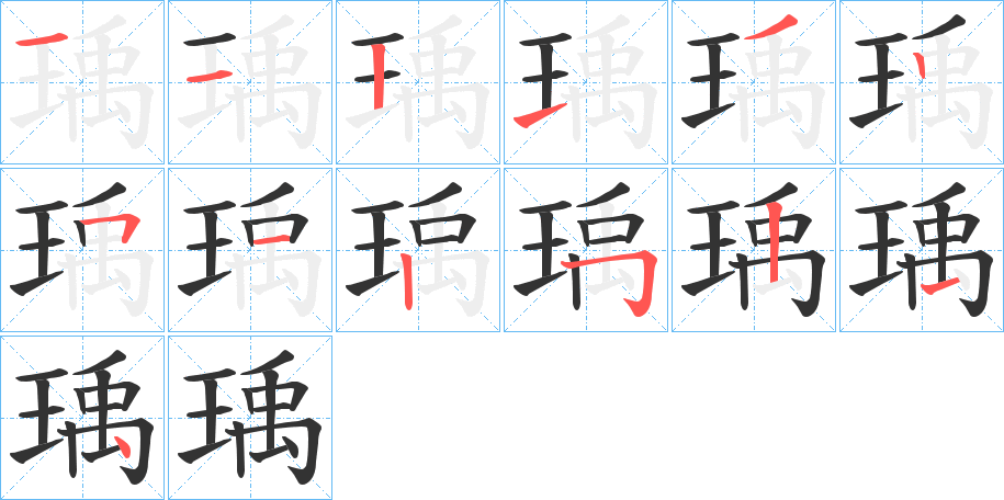 瑀字筆畫寫法