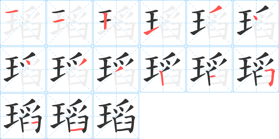 瑫字筆畫寫法