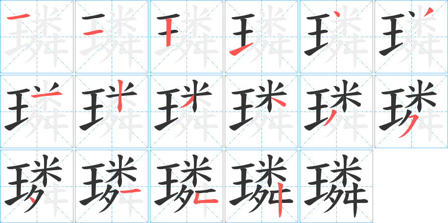 璘字筆畫寫法