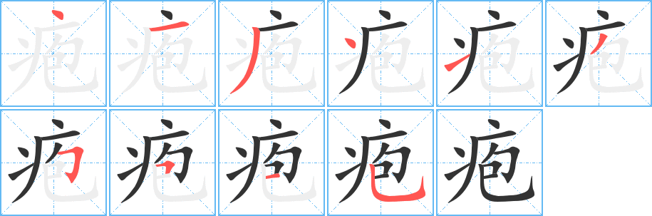 皰字筆畫寫法