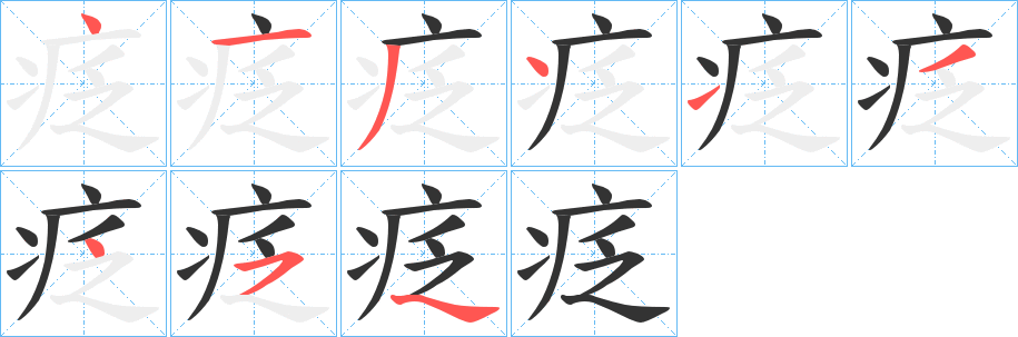 疺字筆畫寫法