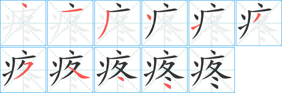疼字筆畫寫法
