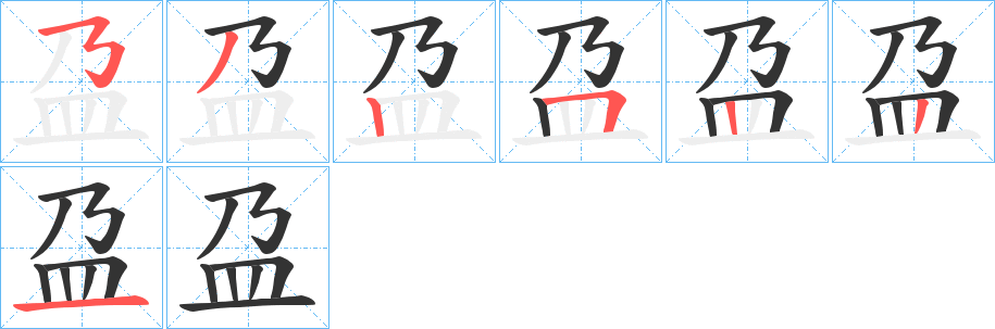 盁字筆畫寫法