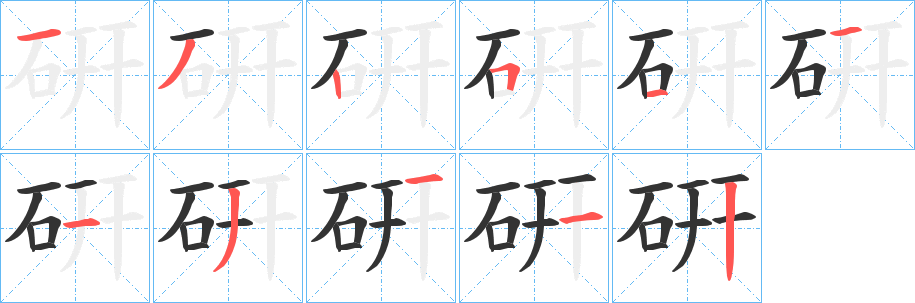 硏字筆畫寫法