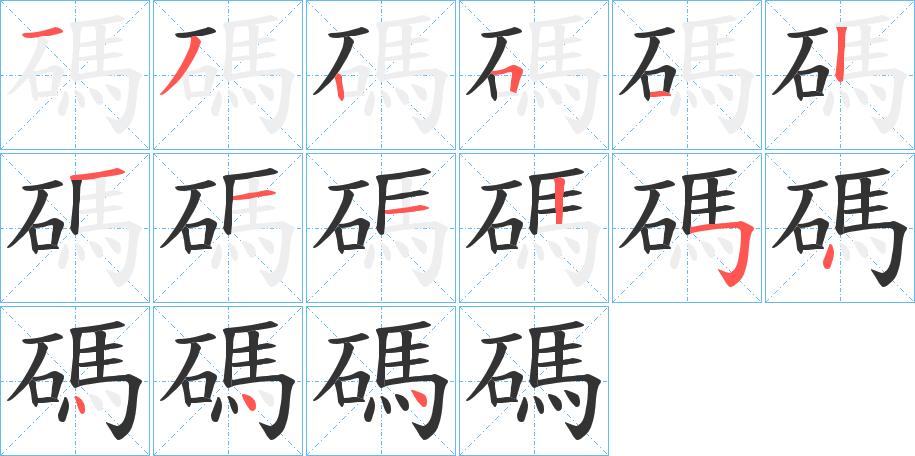 碼字筆畫寫法