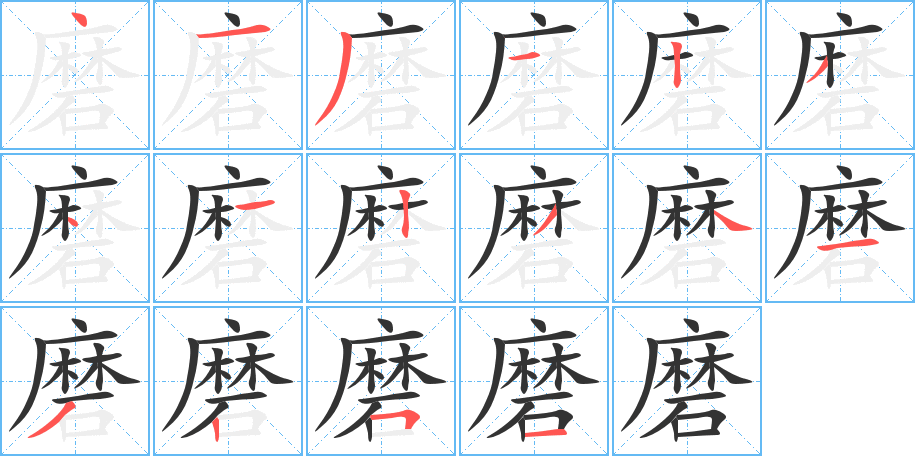 磨字筆畫(huà)寫(xiě)法