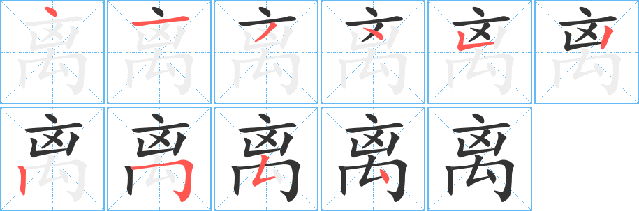 離字筆畫寫法