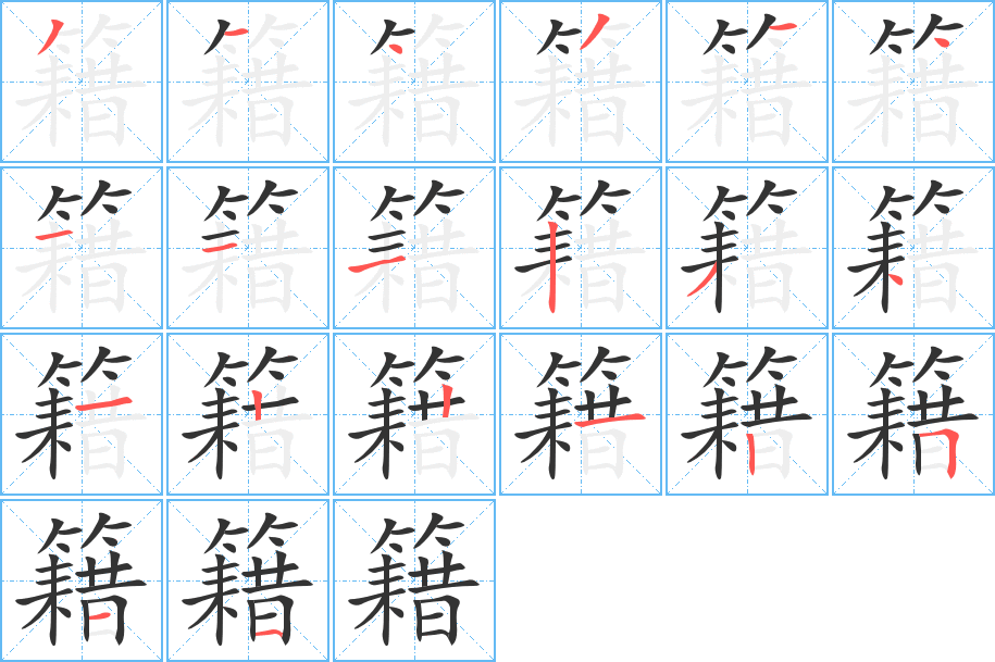 籍字筆畫寫法
