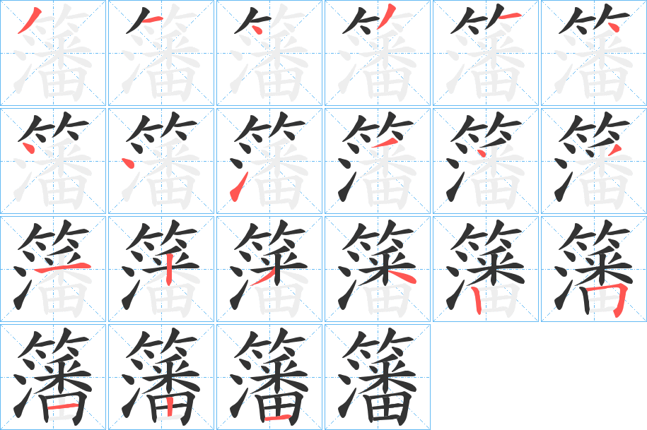 籓字筆畫寫法